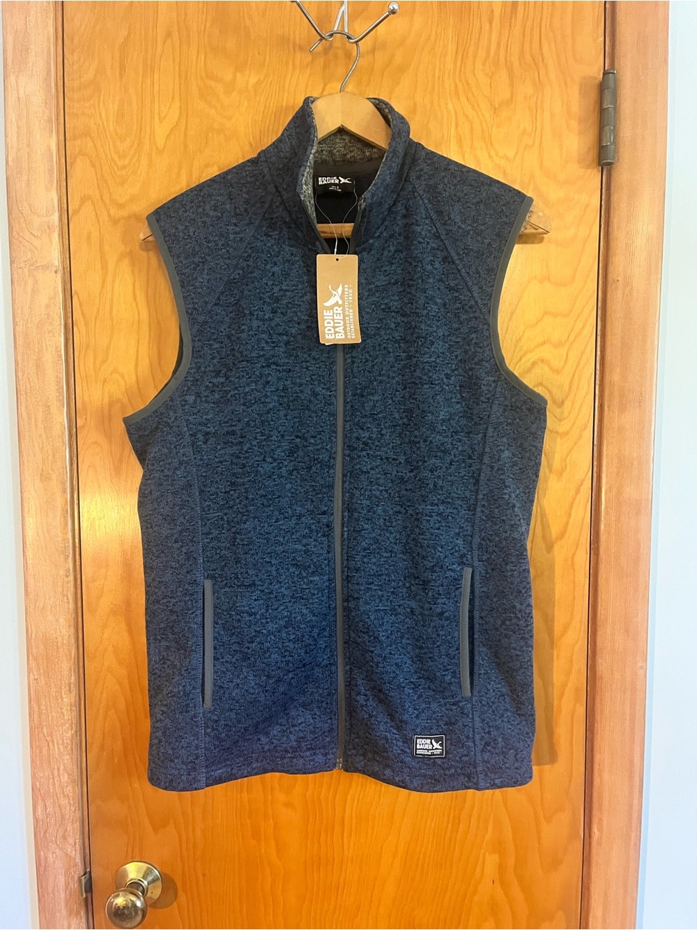 Eddie Bauer Vest Mens S Blue Radiator Fleece Full Zip Stretch Sweater